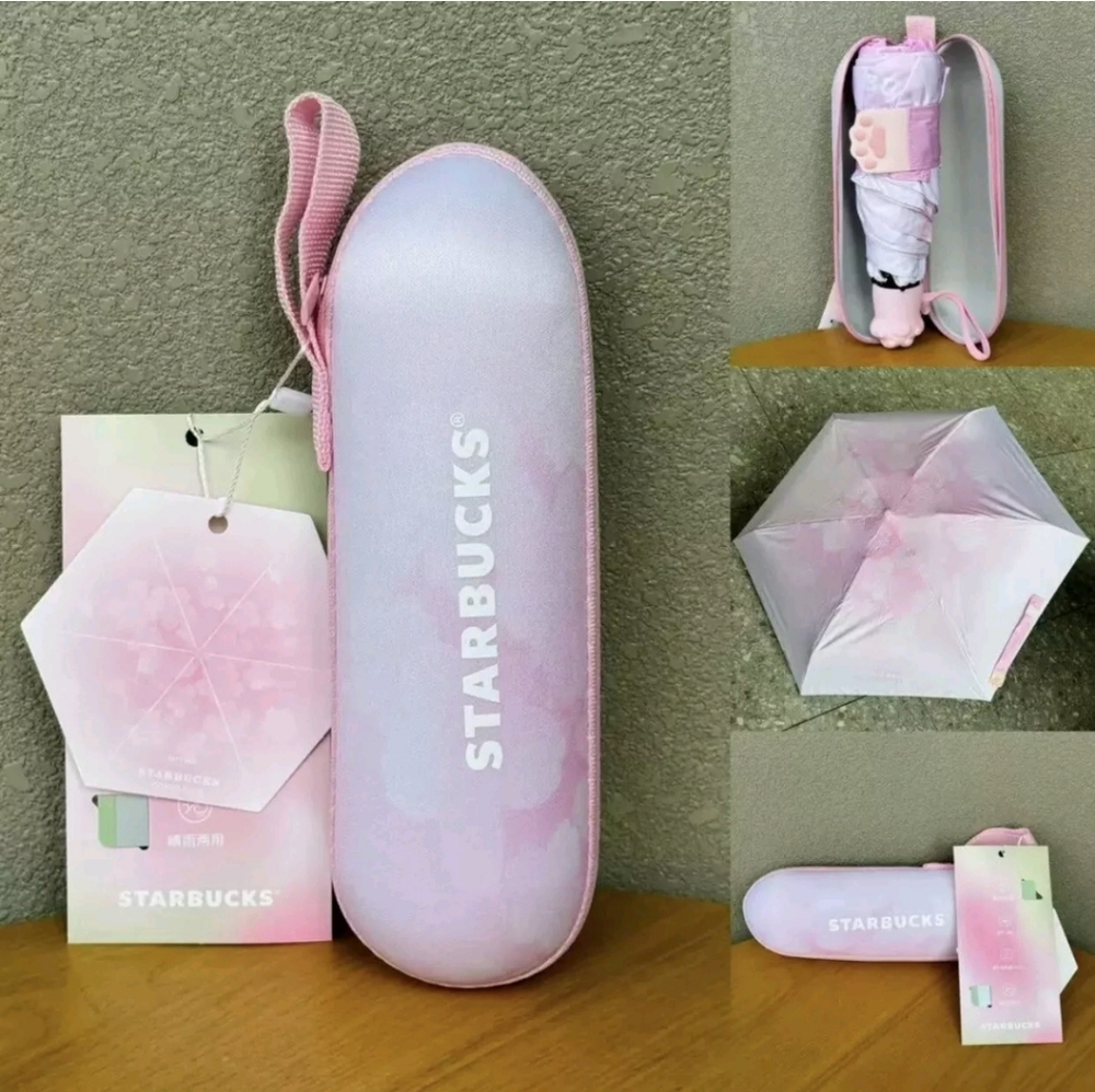 NWT STARBUCKS Pink Cat Paw Umbrella